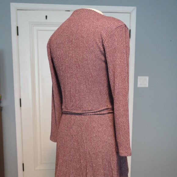 DON’T ASK WHY Mauve Pink Ribbed Wrap Dress Size OS - Picture 5 of 12